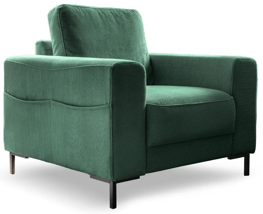 Ciemnozielony sztruksowy fotel Lofty Lilly – Miuform