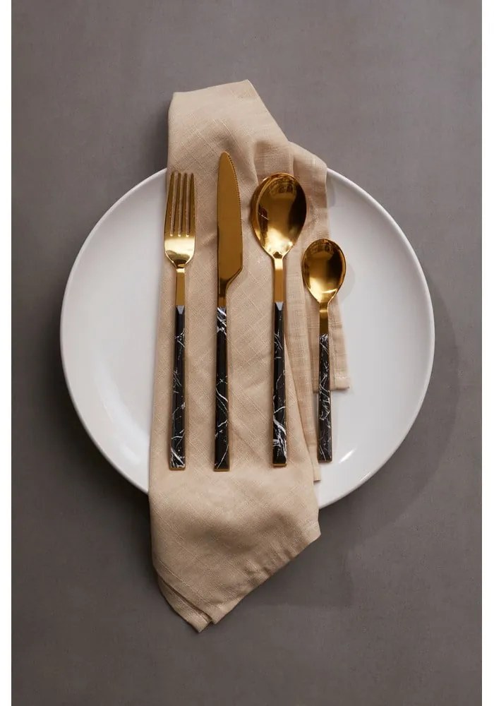 Stalowe sztućce w czarno-złotym kolorze 16 szt. Avie – Premier Housewares