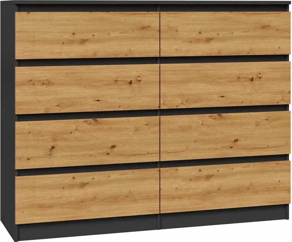 Wysoka komoda z szufladami antracyt + dąb artisan P5-Z64