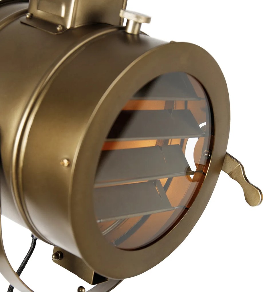 Lampa podłogowa na statywie brązowa z drewnianym reflektorami studyjnymi - Radient