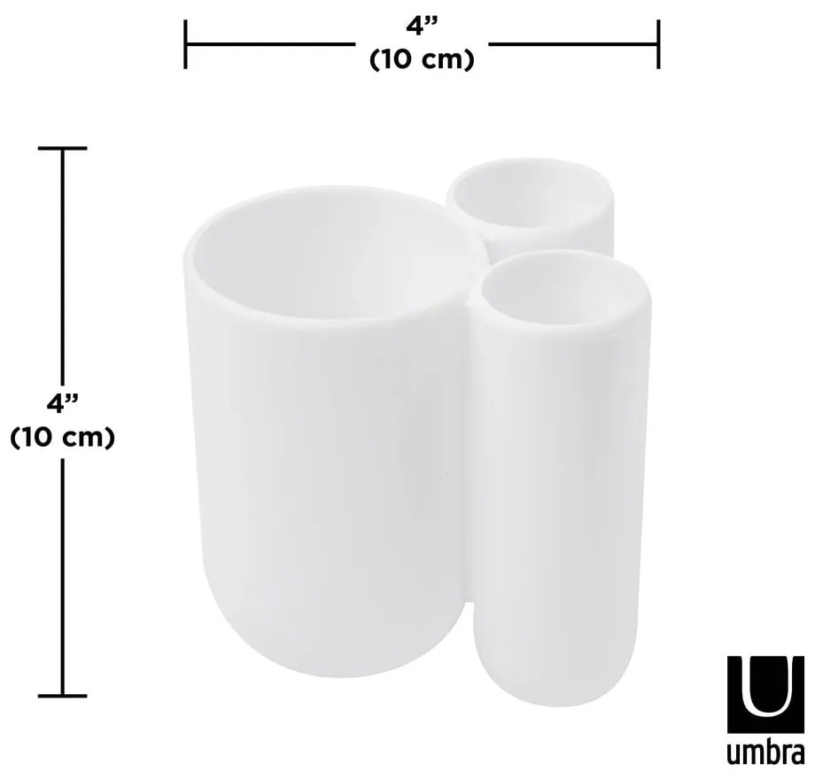 Biały plastikowy kubek na szczoteczki do zębów Touch – Umbra