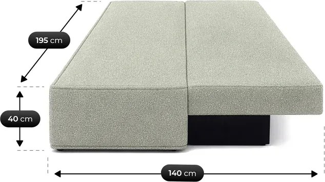 Sofa z Funkcją Spania MAVIA Szara Boucle Nowoczesna