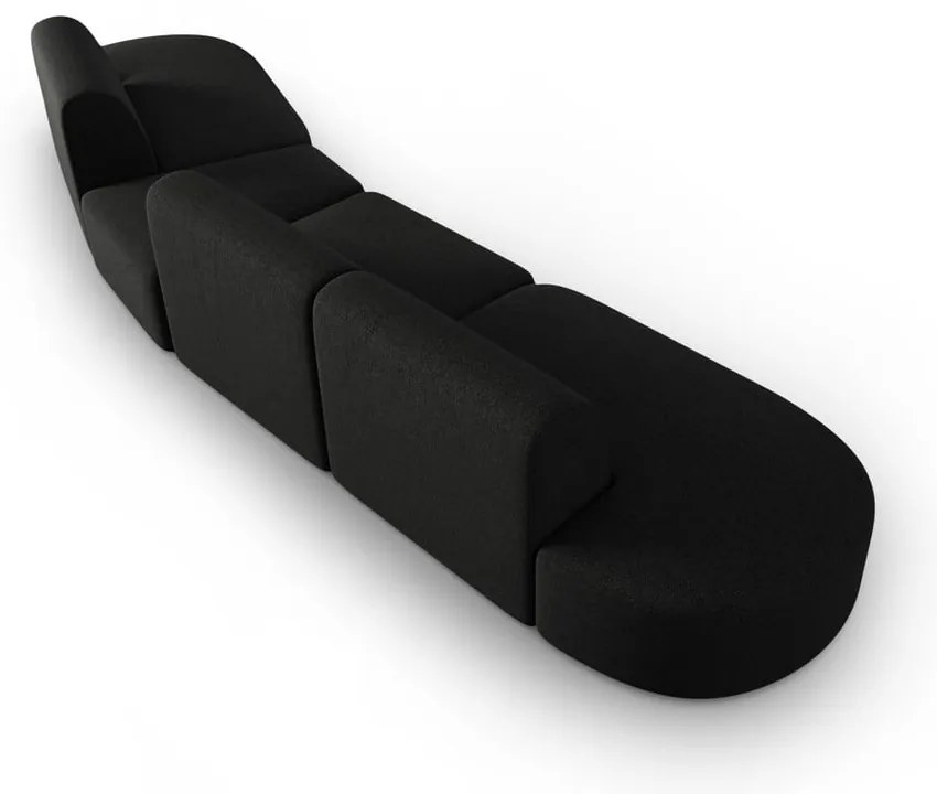 Czarna sofa z tkaniny szenilowej prawostronna 428 cm Paolo – Milo Casa