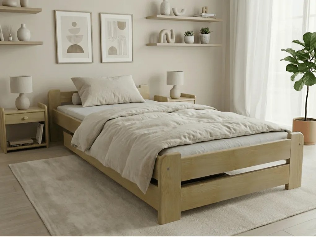 Łóżko Emily 90 x 200 cm, sosna Stelaż: Bez stelaża, Materac: Materac Deluxe 10 cm