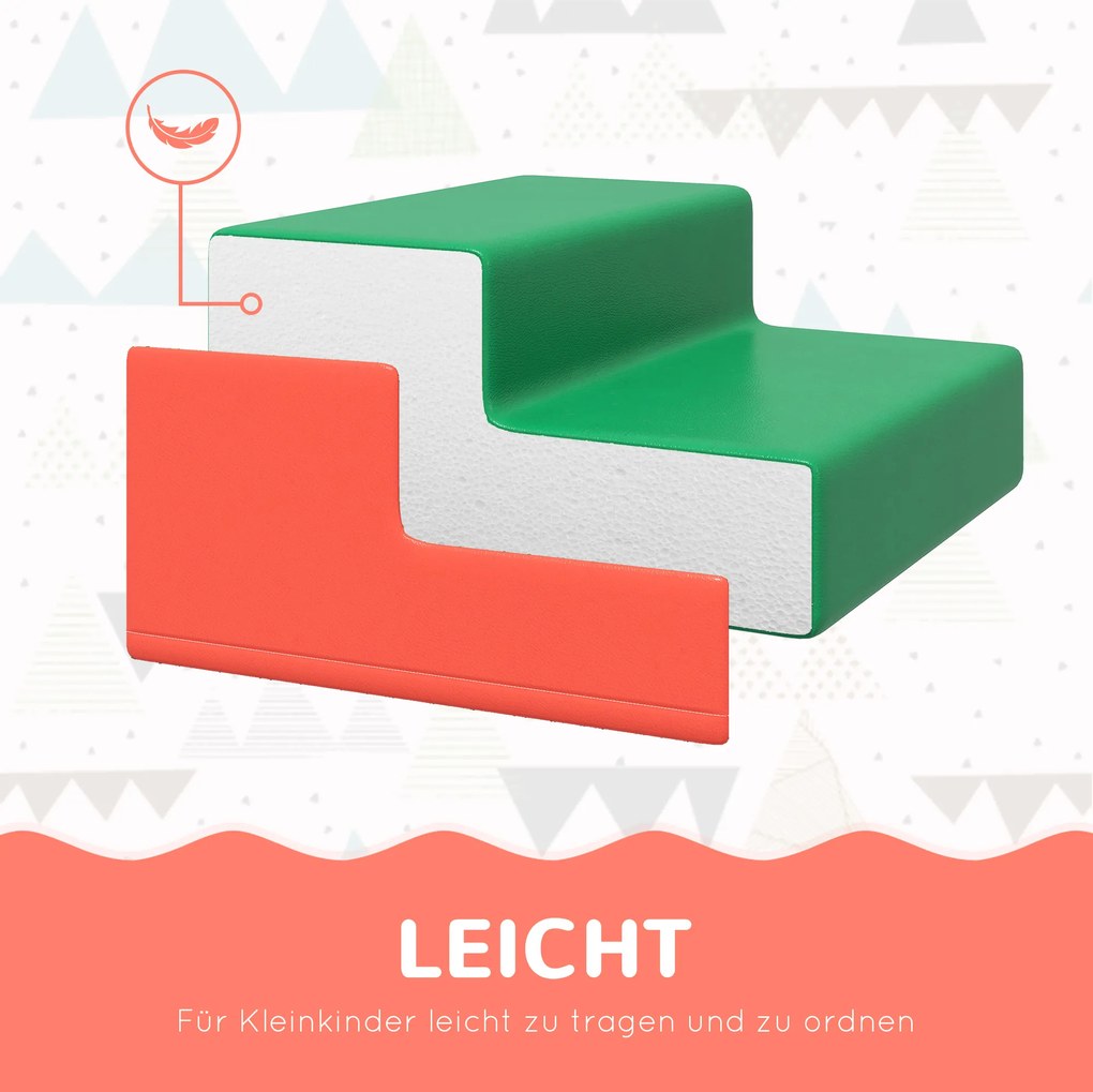 HOMCOM Zestaw 4 miękkich klocków do wspinaczki i zjeżdżania, pokrytych ekoskórą, dla dzieci w wieku 1-3 lat, Wielokolorowy