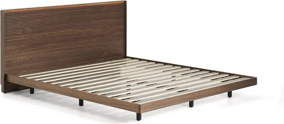 Brązowe łóżko dwuosobowe z litego drewna brzozowego ze stelażem 160x200 cm Norlen – Kave Home