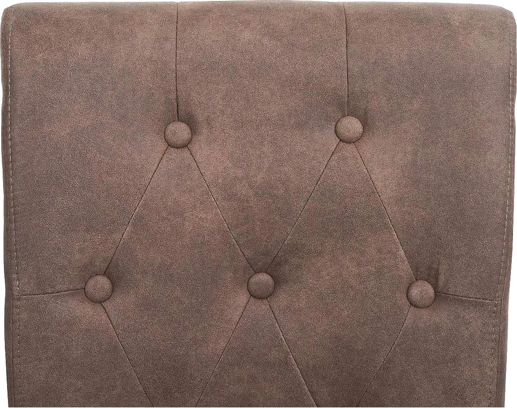 Krzesło do jadalni Chesterfield 2 (zestaw 6 sztuk),  tkanina/materiał brązowy, ciemne nogi