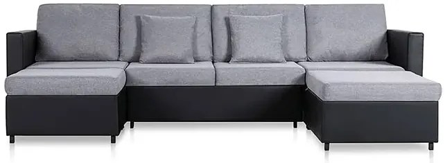 4-osobowa rozkładana czarna sofa z jasnoszarymi poduszkami - Umika 4Q