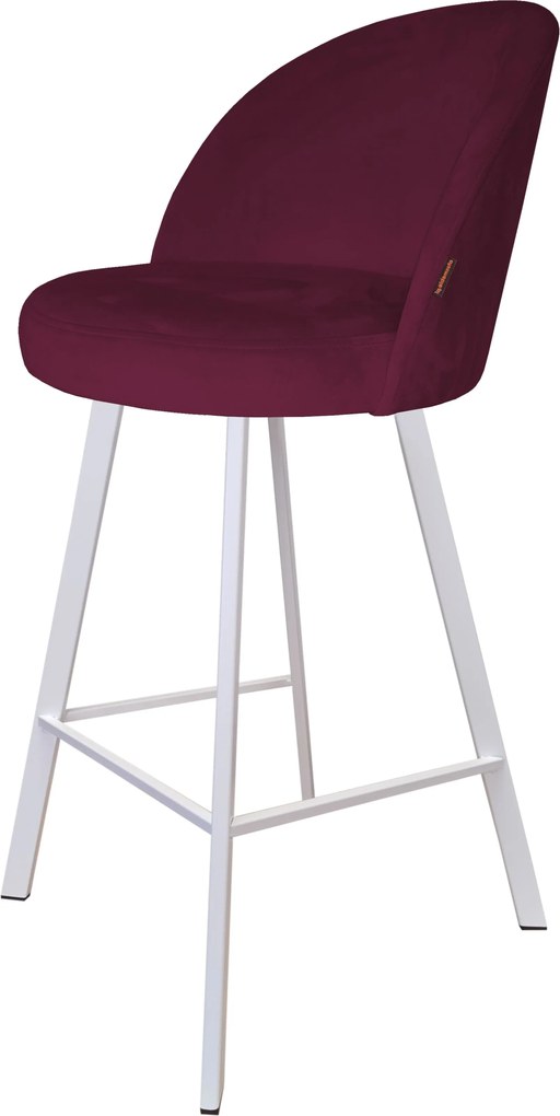 Hoker TRIX krzesło barowe tkanina Welur podstawa metalowa : Kolor nogi - Biały profil, Kolor tkaniny - VELVET - MG02, Typ siedziska - Siedzisko stałe