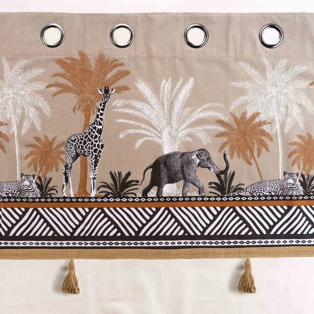 Brązowo-naturalna bawełniana zasłona 140x240 cm Kenya Lodge – douceur d'intérieur