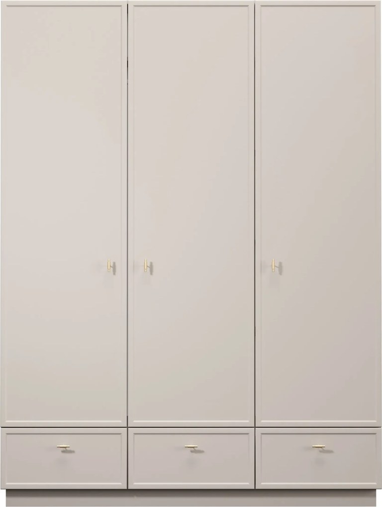 Szafa Lorini 150 cm z półkami - kaszmir / złote uchwyty T-bar