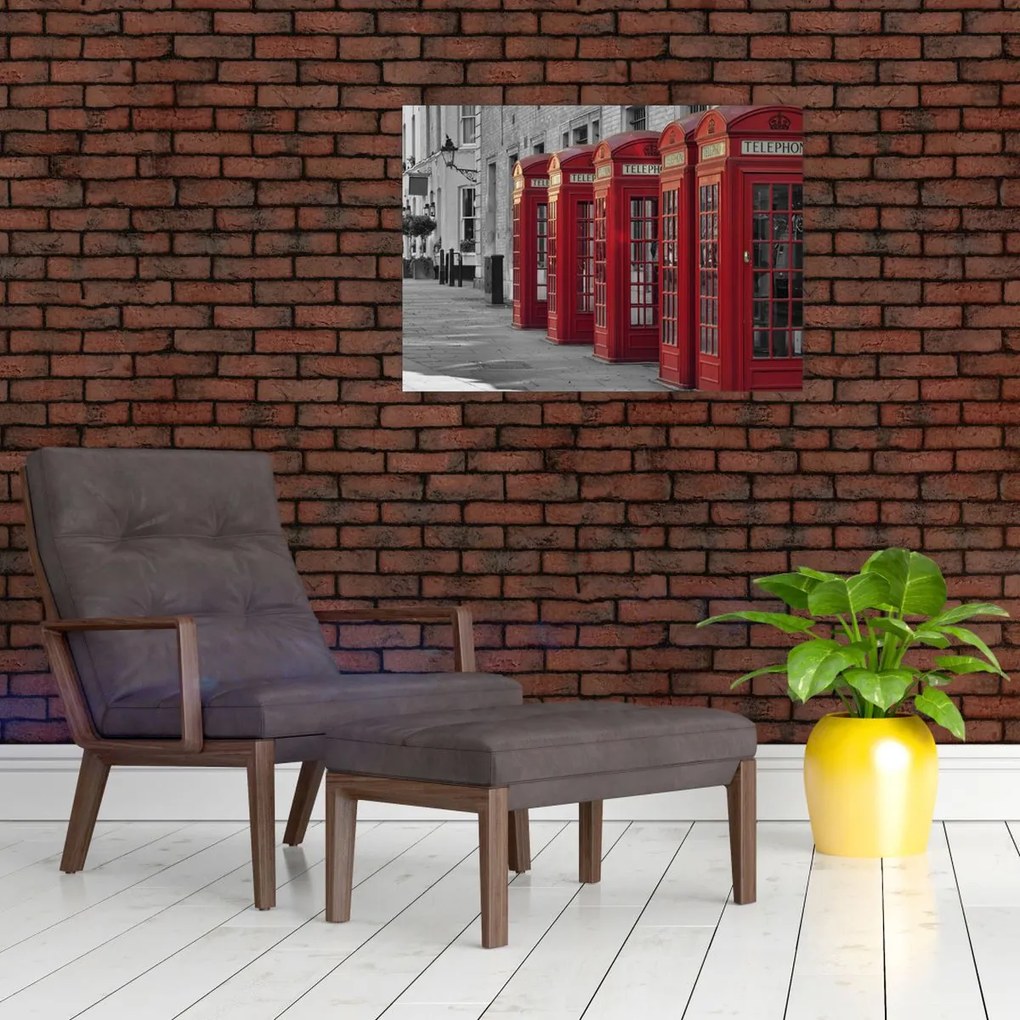 Obraz na szkle - Budki telefoniczne w Londynie (70x50 cm)