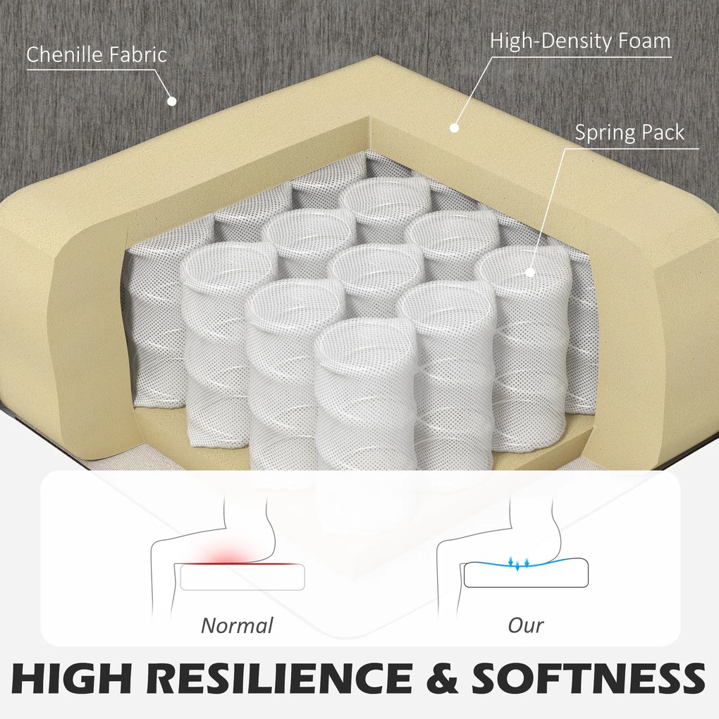 HOMCOM Narożnik, Sofa z odwracalną chaiselongue, Sofa w kształcie L, Obicie w stylu lnianym, 186 x 130 x 84 cm, Brązowy