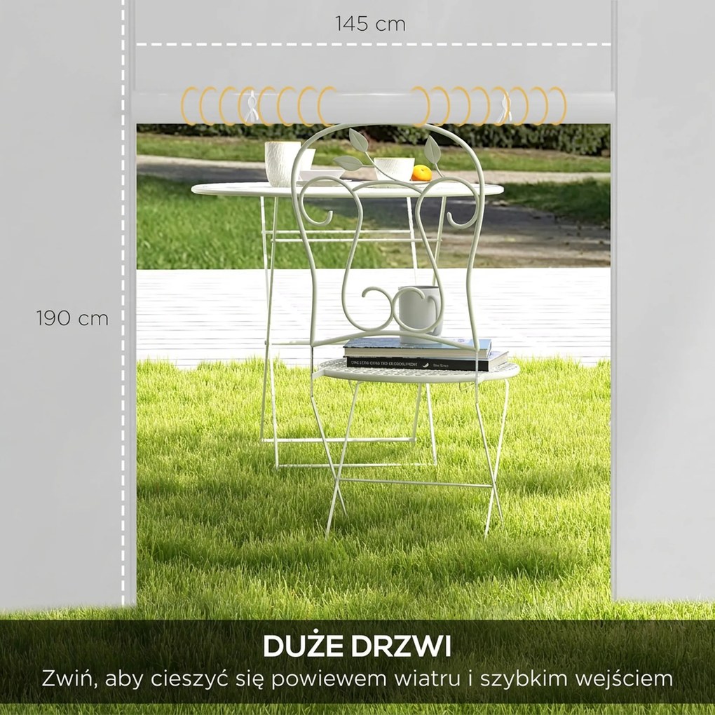 Outsunny Zasłony do Altany, Zestaw 2 szt., do altan ogrodowych 3x6m lub 3x3m, z oknami i drzwiami, Biały
