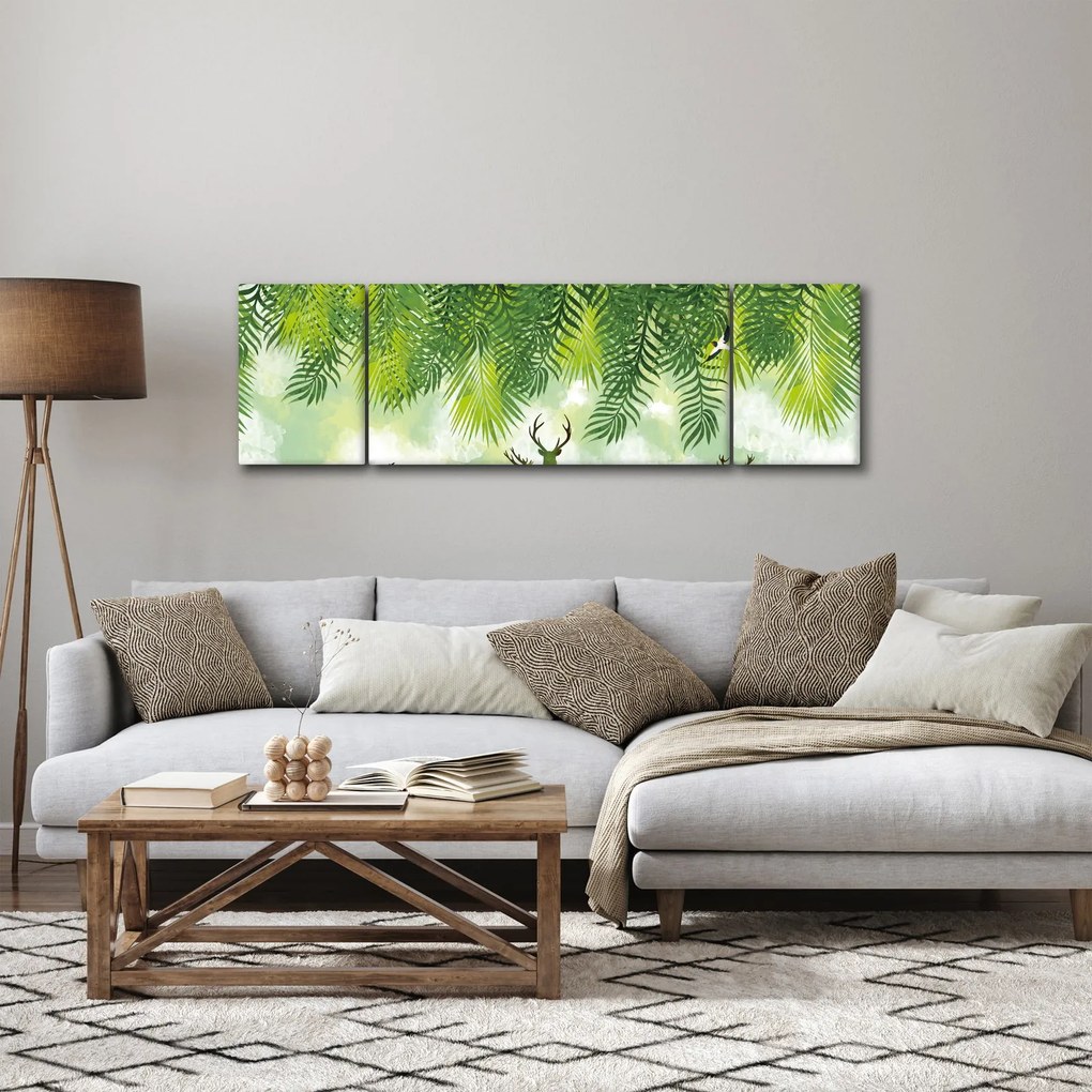 Obraz - Jeleń w lesie (170x50 cm)