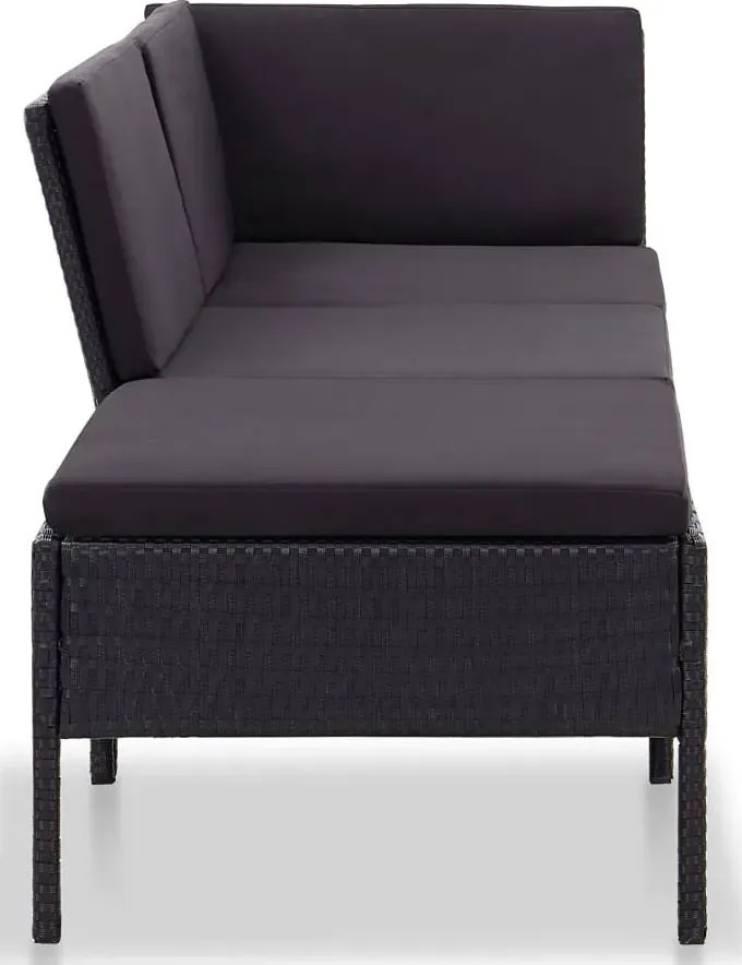 Czarny zestaw wypoczynkowy leżanka do ogrodu D1-C14