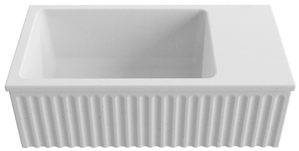 Umywalka betonowa ryflowana nablatowa / wisząca prostokątna 60 x 30 cm WELLE | różne kolory : Kolor - Biały (beton), Typ montażu - podwieszana