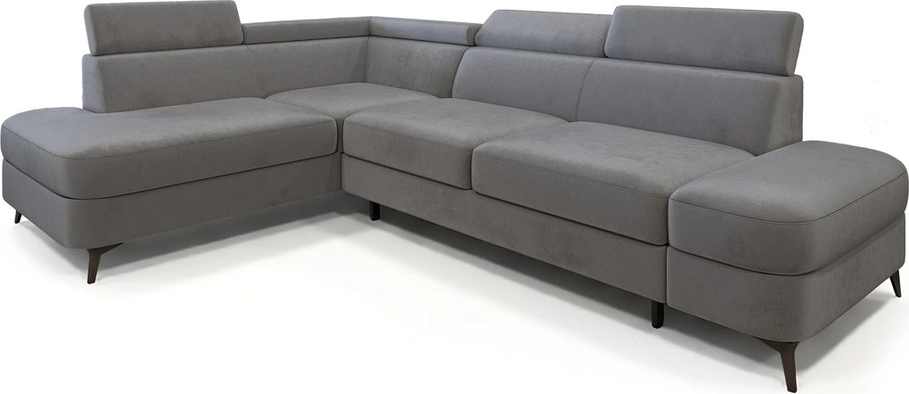 Masseno Narożnik AVISE z funkcją spania i pojemnikiem na pościel Narozniki L, Rozkładana sofa - Szary, MONOLITH 85
