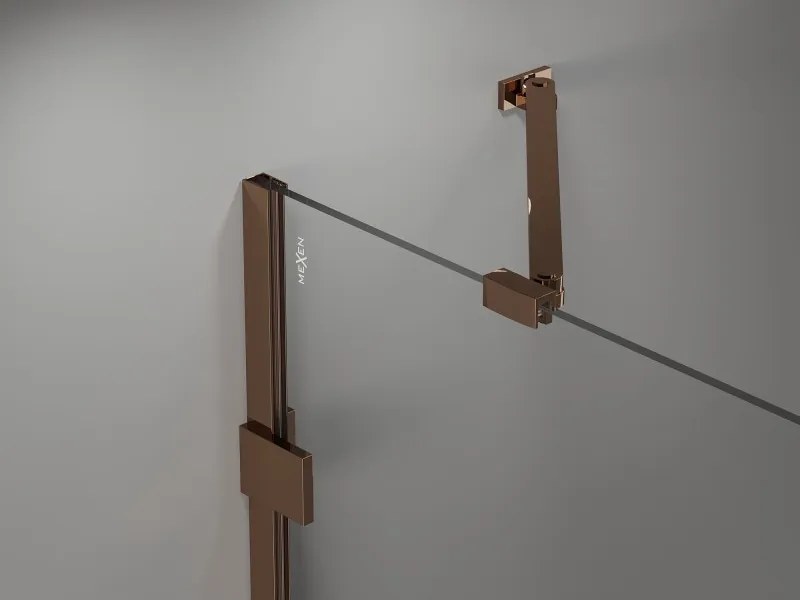 Mexen Lunar drzwi prysznicowe uchylne lewe 125 cm, transparent, różowe złoto - 834-125-000-60-00-L