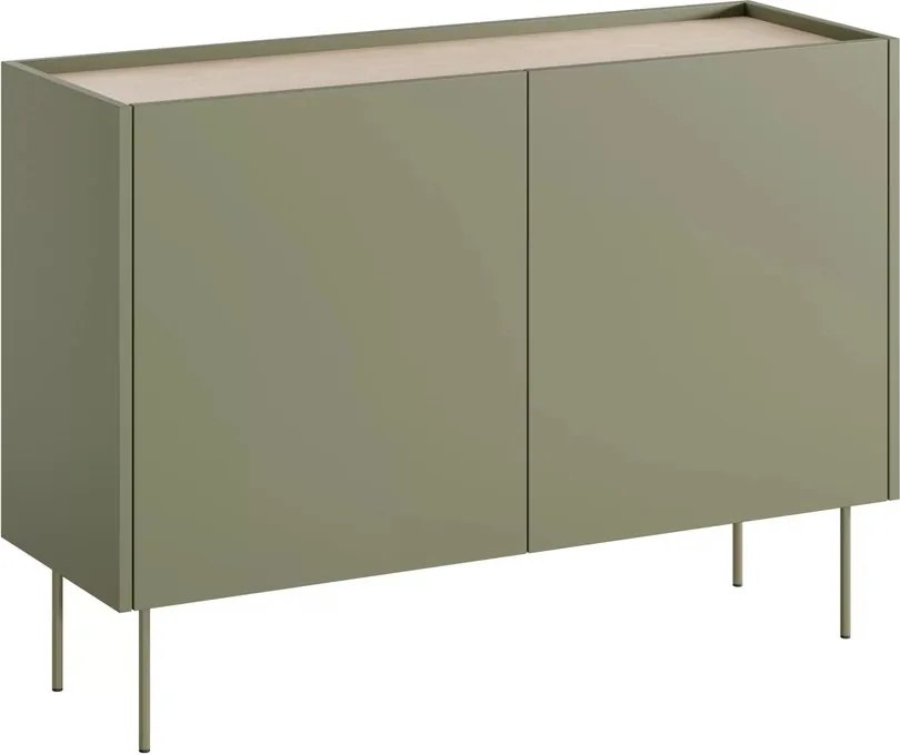 Komoda Desin 120 cm dwudrzwiowa - oliwka / dąb nagano