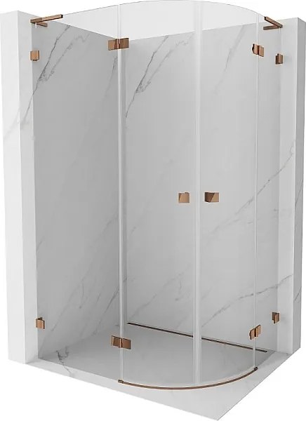 Mexen Lunar L kabina prysznicowa półokrągła uchylna lewa 100 x 90 cm, transparent, różowe złoto - 833L-100L-090P-60-00