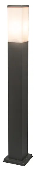 Zewnetrzna Nowoczesna lampa ogrodowa stojąca ciemnoszara z opalizującym szkłem 80 cm IP44 - Malios Nowoczesny Oswietlenie zewnetrzne