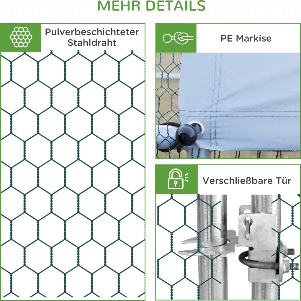 PawHut PewHut XXL kurnik zewnętrzny z kloszem stalowym 3 x 6 x 2 m