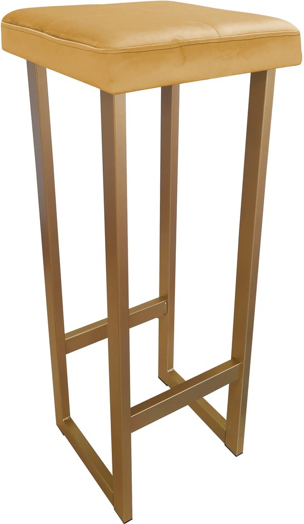 Hoker ALEX krzesło barowe tkanina Welur podstawa metalowa : Kolor Stelaża - Złoty, Kolor tkaniny - VELVET - MG15, Wysokość - 90 cm