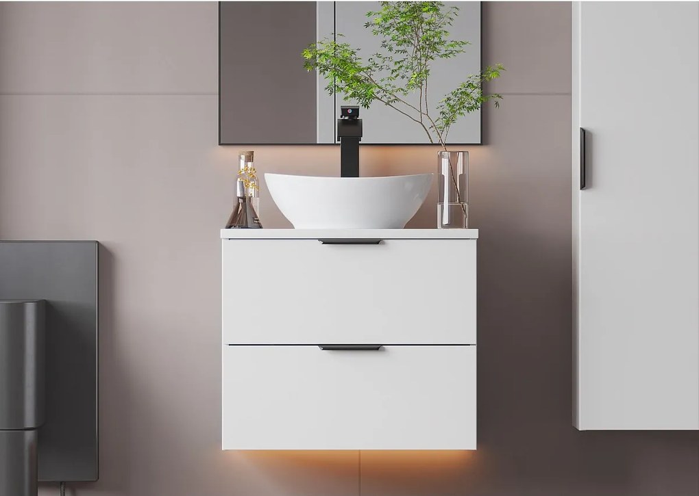 Biała Szafka pod Umywalkę 60cm 2 Szuflady Pile