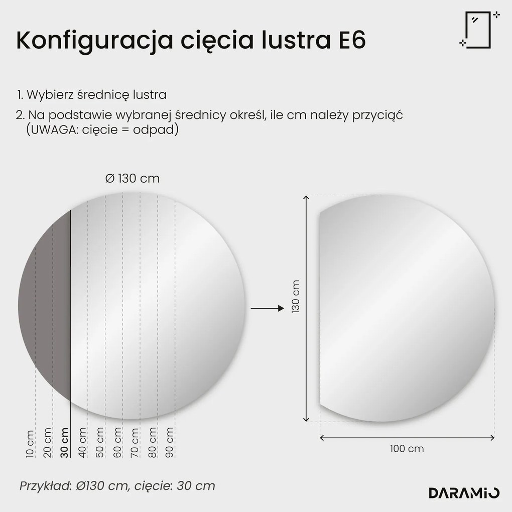 Lustro łazienkowe półokrągłe LED E6
