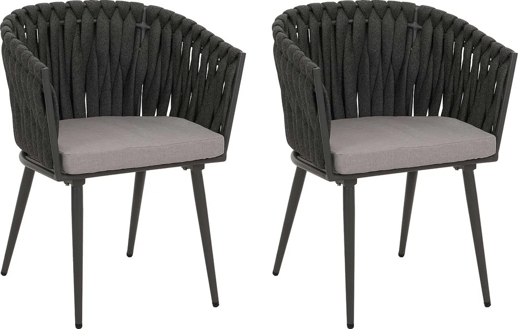 Krzesło ogrodowe MCW-N38 (zestaw 2 sztuk),  antracyt poduszka jasnoszara