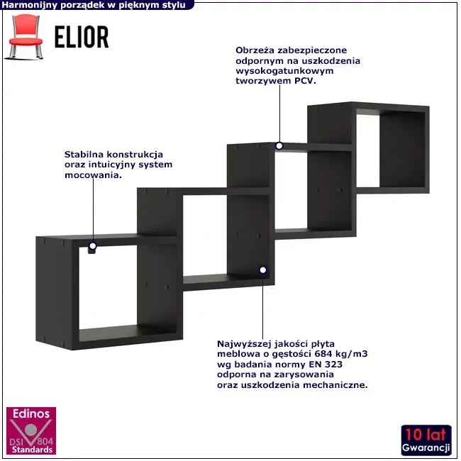 Czarna wisząca półka w stylu loft G3-T23