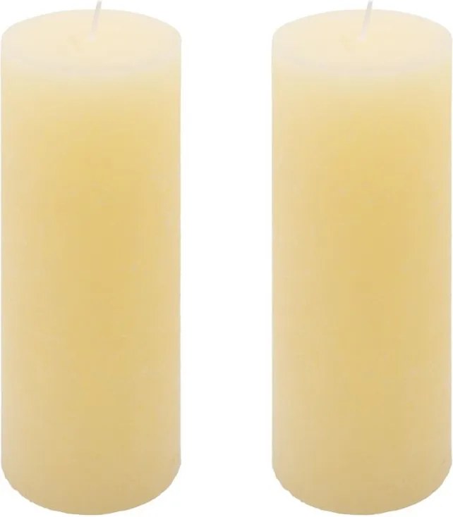 Zestaw świec rustykalnych, 20 cm, Ø 7,5 cm, kremowe, 2 szt.