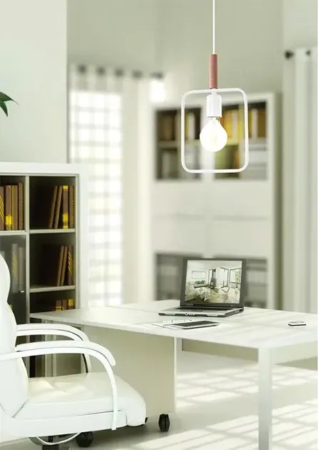 Biała pojedyncza lampa wisząca w stylu industrialnym - D222 N3-S43