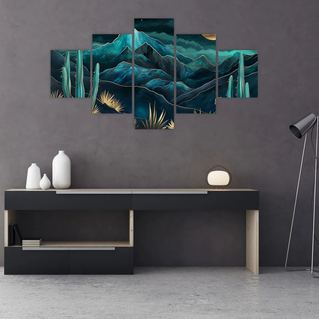 Obraz - Turkusowa noc (125x70 cm)