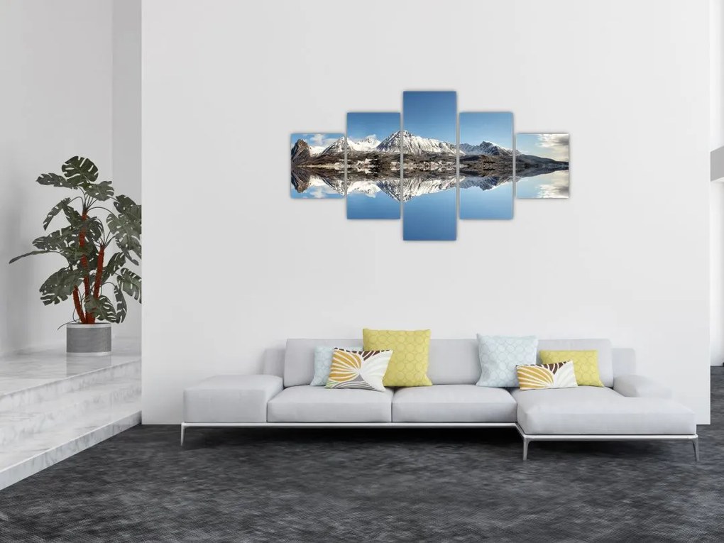 Obraz gór i ich odbicie (125x70 cm)