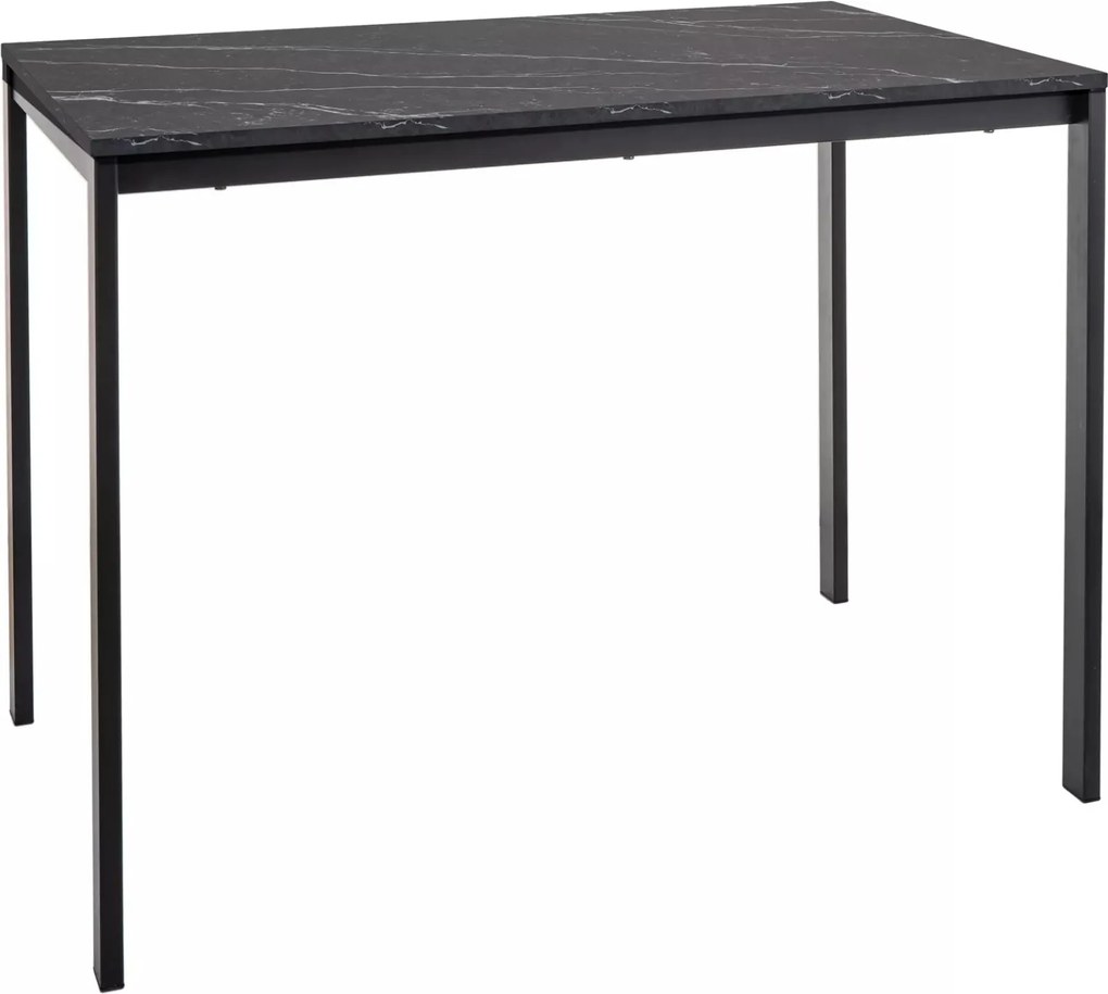 PROMOCJA Czarny stół jadalniany RAMOD 100x60 cm, dekor marmurowy II gatunek