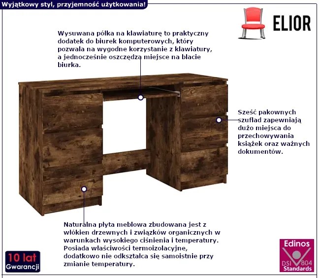 Minimalistyczne biurko w kolorze przydymionego dębu N6-E23