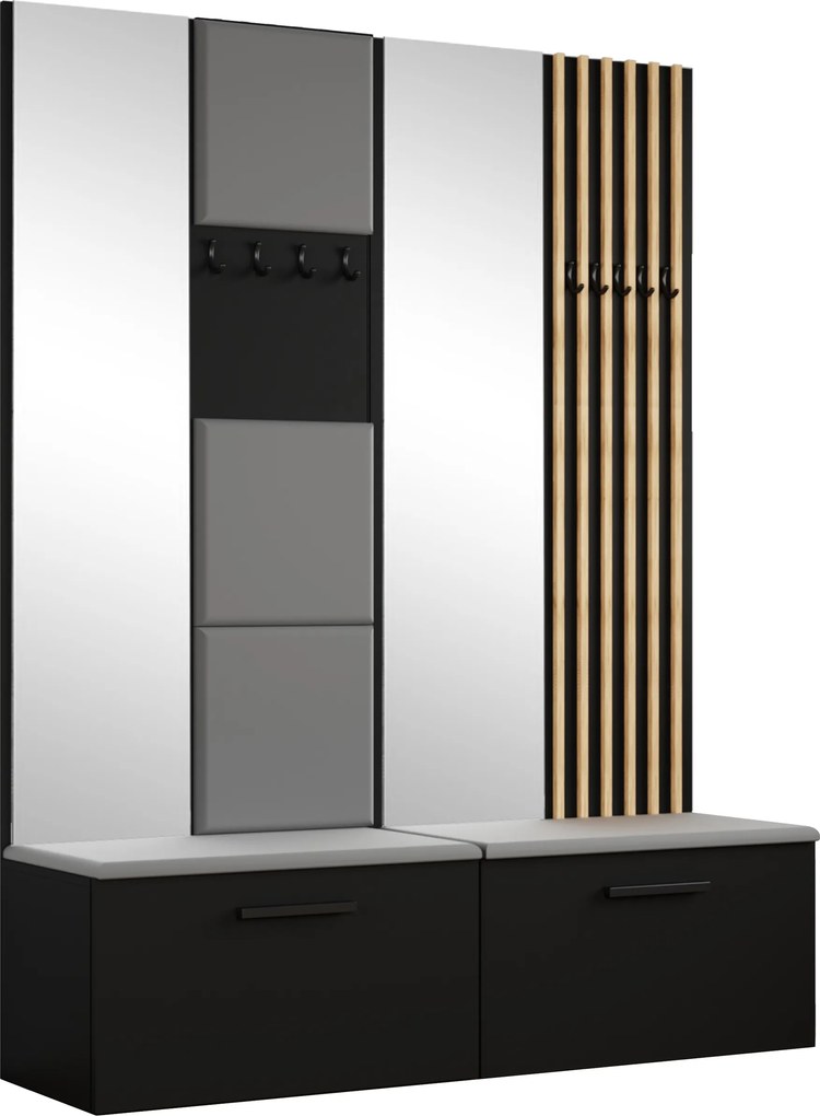 Masseno Garderoba MODULO 161,2/204/40 cm do Przedpokoju Nowoczesna Czarna