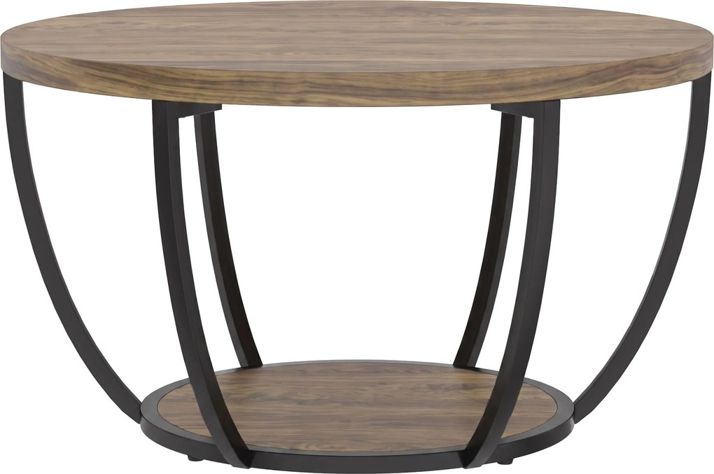 HOMCOM Stolik kawowy z 2 poziomami, stolik do salonu 80 x 80 x 43,8 cm, Brązowy/Czarny | Aosom PL