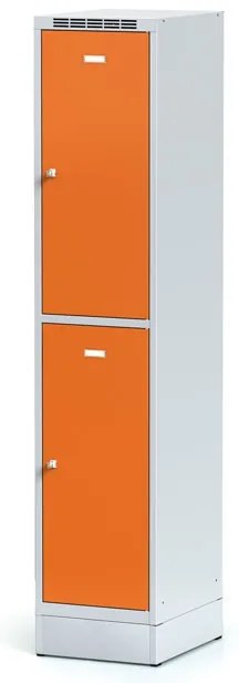 Alfa 3 Szafka skrytkowa S6 na cokole, 2 schowki, 1920 x 400 x 500 mm, zamek obrotowy, drzwi pomarańczowe