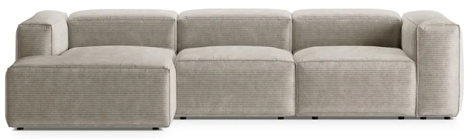 Beżowy sztruksowy narożnik (lewostronny/z szezlongiem) Bergamo – Cosmopolitan Design