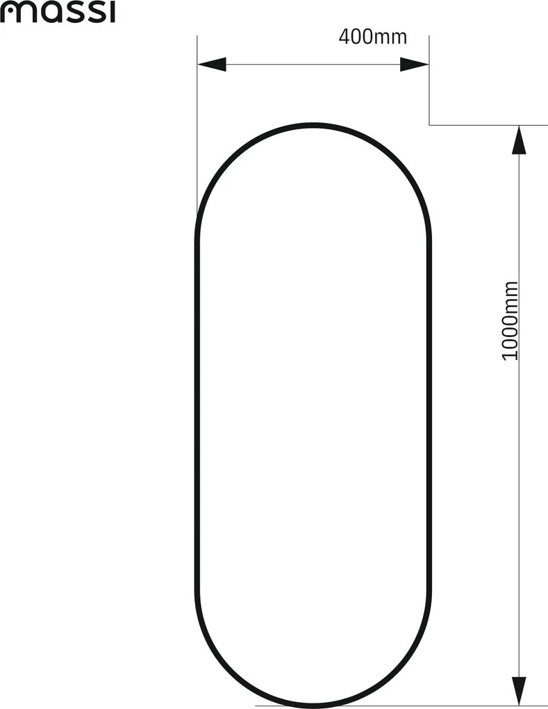 Lustro owalne podświetlane symetryczne bezramowe PLATAN LED | Różne rozmiary | Różne kolory szkła : Kolor tafli szkła - Brąz, Rozmiar - 40 x 100 cm