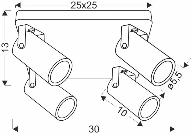 Czarna lampa sufitowa 4-punktowa loft - Z073 E0-K50