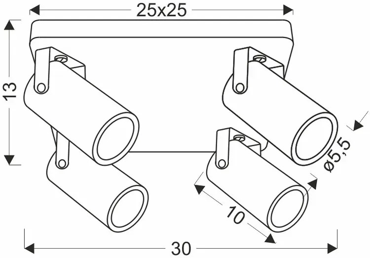 Czarna lampa sufitowa 4-punktowa loft - Z073-Egip