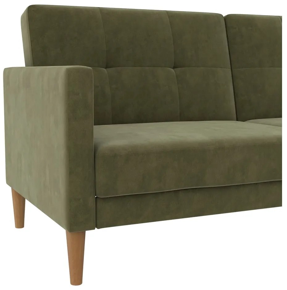 Zielona aksamitna rozkładana sofa 207 cm Lilly – Støraa