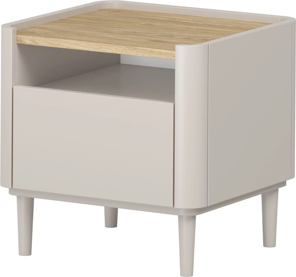 Szafka nocna Elivo 50 cm z szufladą na nóżkach - kaszmir / dąb olejowany