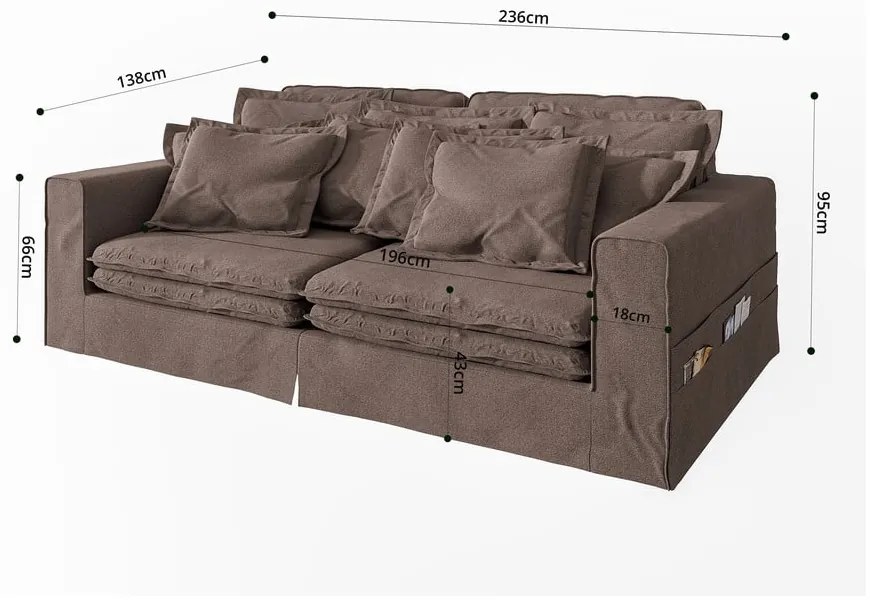 Brązowa sofa 236 cm Nora – Ropez