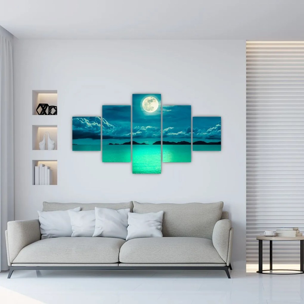 Obraz - Księżyc w pełni nad powierzchnią (125x70 cm)