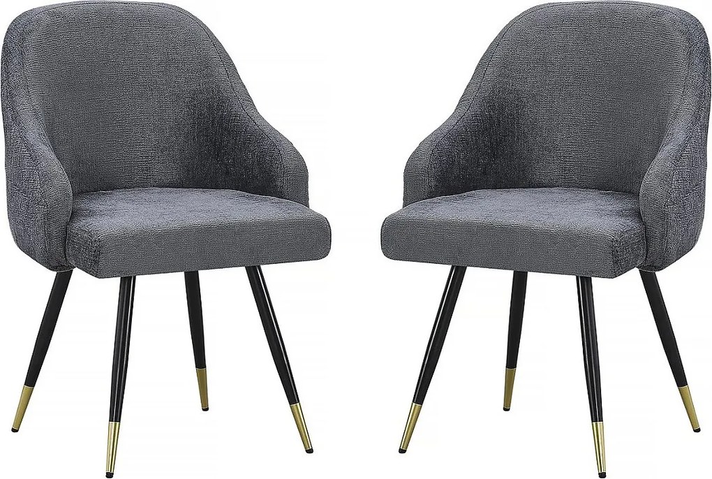 Zestaw 2 krzeseł z tkaniny "Harmony" - 54 x 57 x 90 cm - Szary
